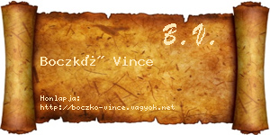Boczkó Vince névjegykártya